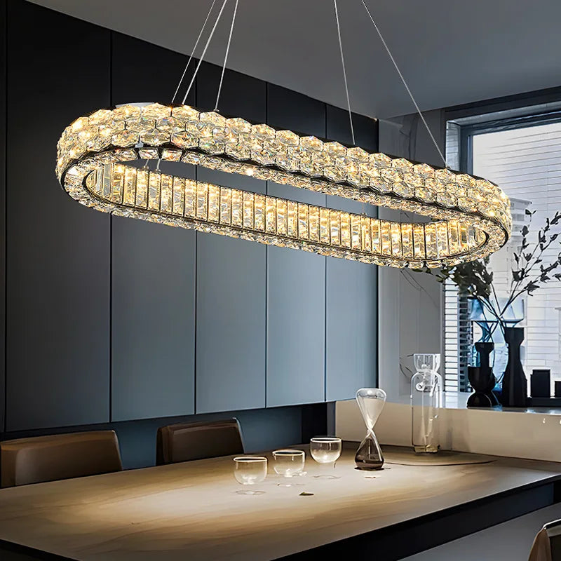 Afralia™ Crystal Ceiling Chandelier for Modern Living & Dining Rooms