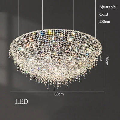 Afralia™ Luxury Crystal Chandelier Pendant Light Fixture for Elegant Living Room Lighting