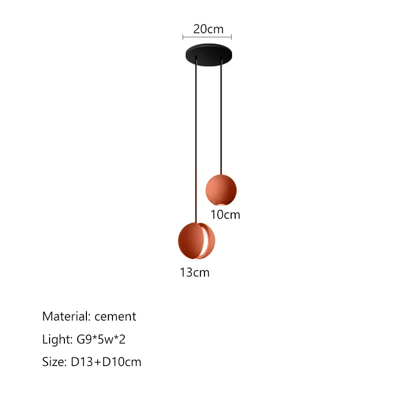 Afralia™ Cement Planet Chandelier Hanging Lamp for Dining Room & Bedroom