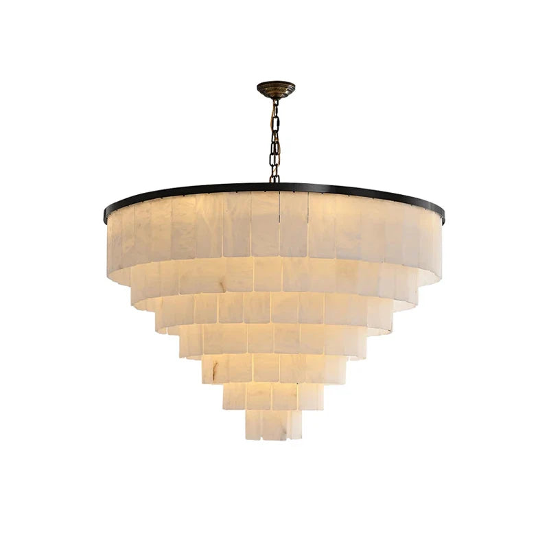 Afralia™ Modern Gold Black Lucite Block Chandelier, Round Oval Lustre Ceiling Lighting E14