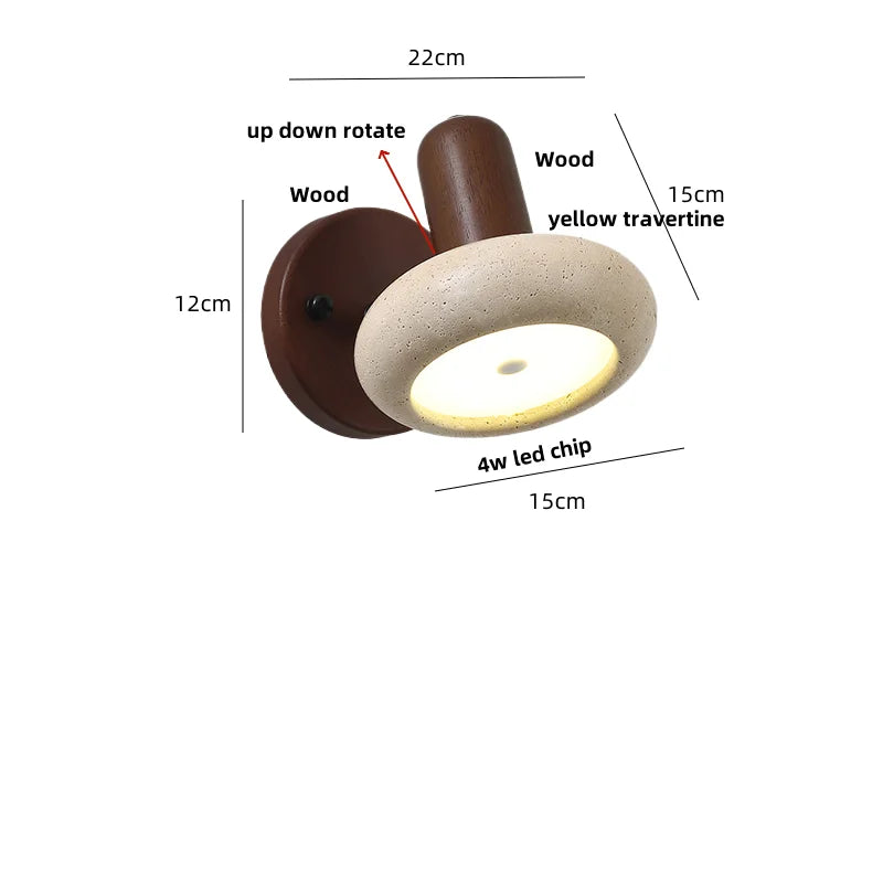 Afralia™ Travertine Yellow LED Wall Light Rotate Switch Bathroom Mirror Light