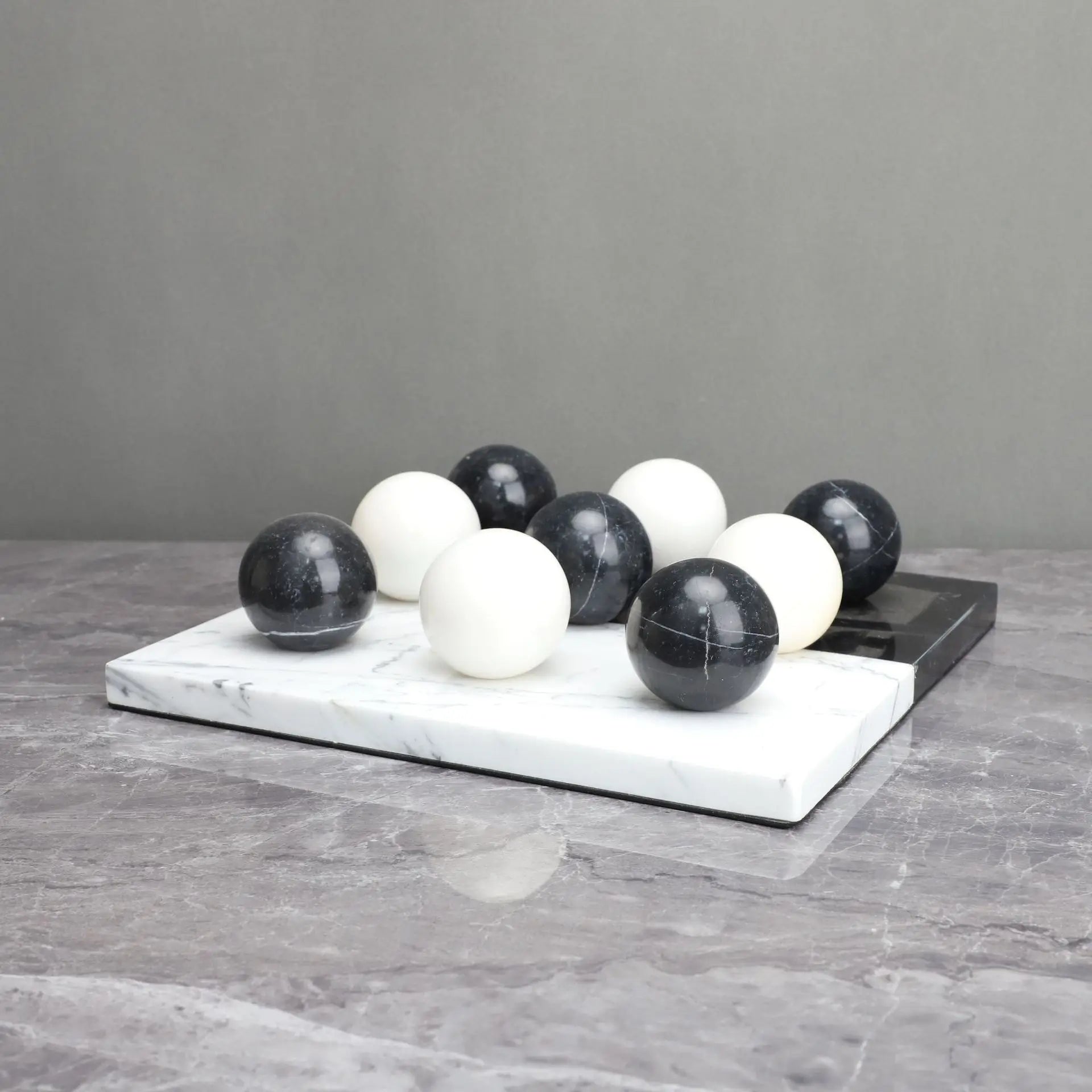 Afralia™ Marble Chessboard & Ball Decor Set for Home Decoration
