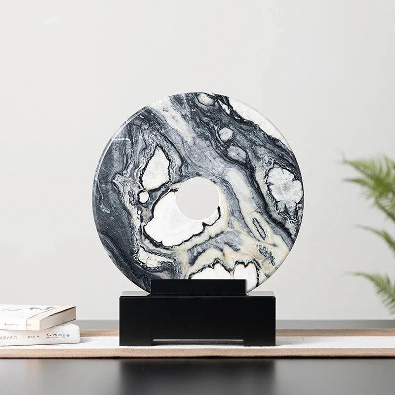 Afralia™ Marble Round Sculpture - Home Decor Handicraft Figurine
