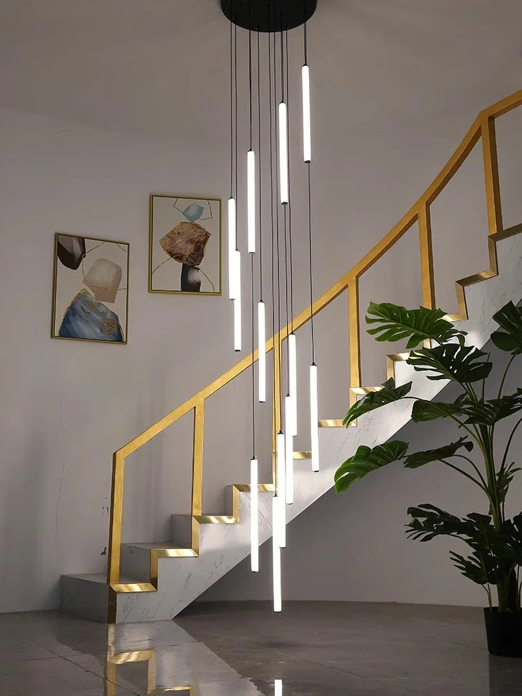 Acrylic Stair Pendant Lights for Modern Villa Decor - Afralia™ Duplex Loft LED Chandelier