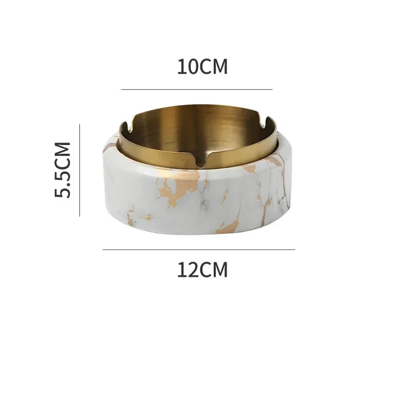 Afralia™ Gold Plated Marble Texture Ashtray - Smoking Accessories Weed Tray