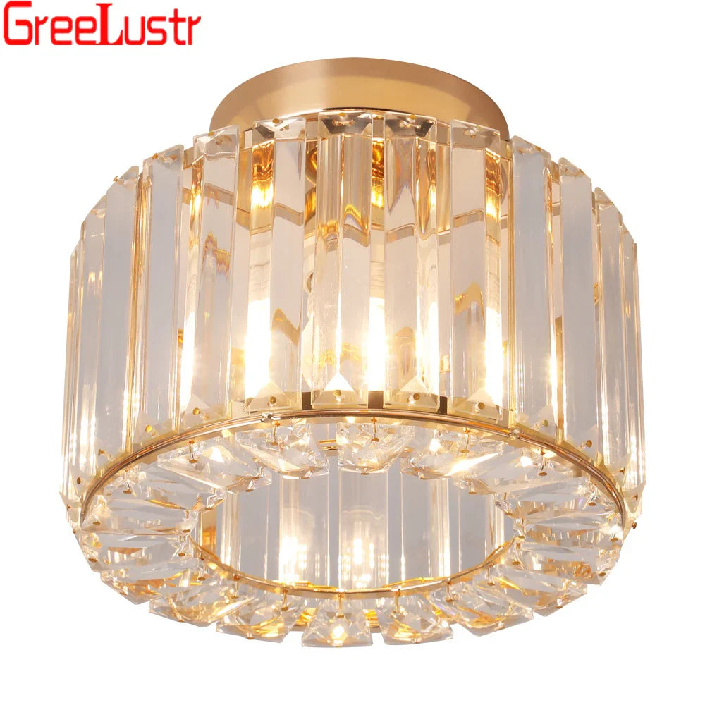 Afralia™ Modern Crystal Chandelier Flush Mount Ceiling Light for Bedroom Hallway Office