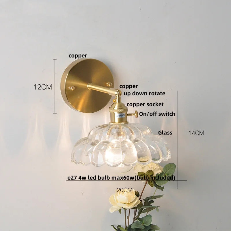 Afralia™ Clear Glass LED Wall Light with Pull Chain Switch