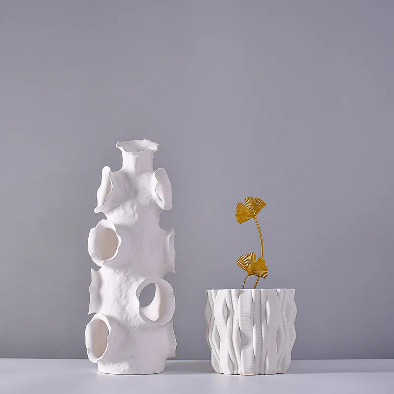 Afralia™ Ceramic Striped Vase for Stylish Home Décor & Flower Arrangements