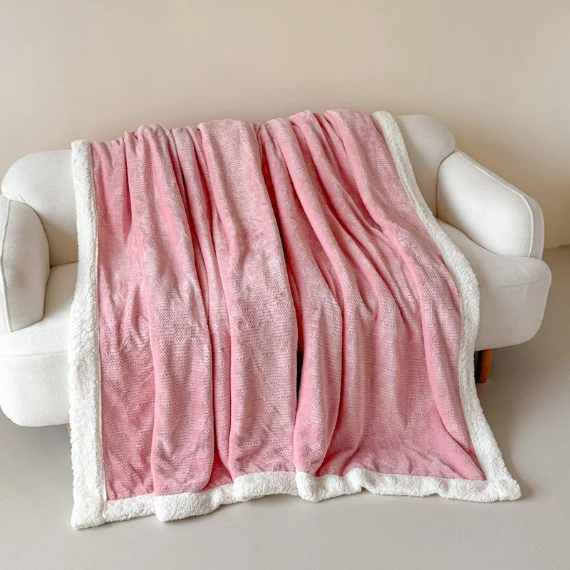 Afralia™ Cozy Lamb Wool Blanket: Soft Warm Shawl for Office & Sofa, Striped & Solid Colors