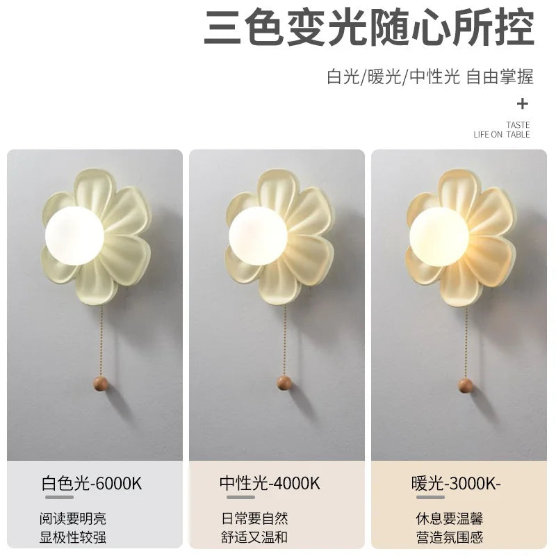 Afralia™ Resin Flower Ceiling Light Green Petals Wall Lamp for Indoor Decor