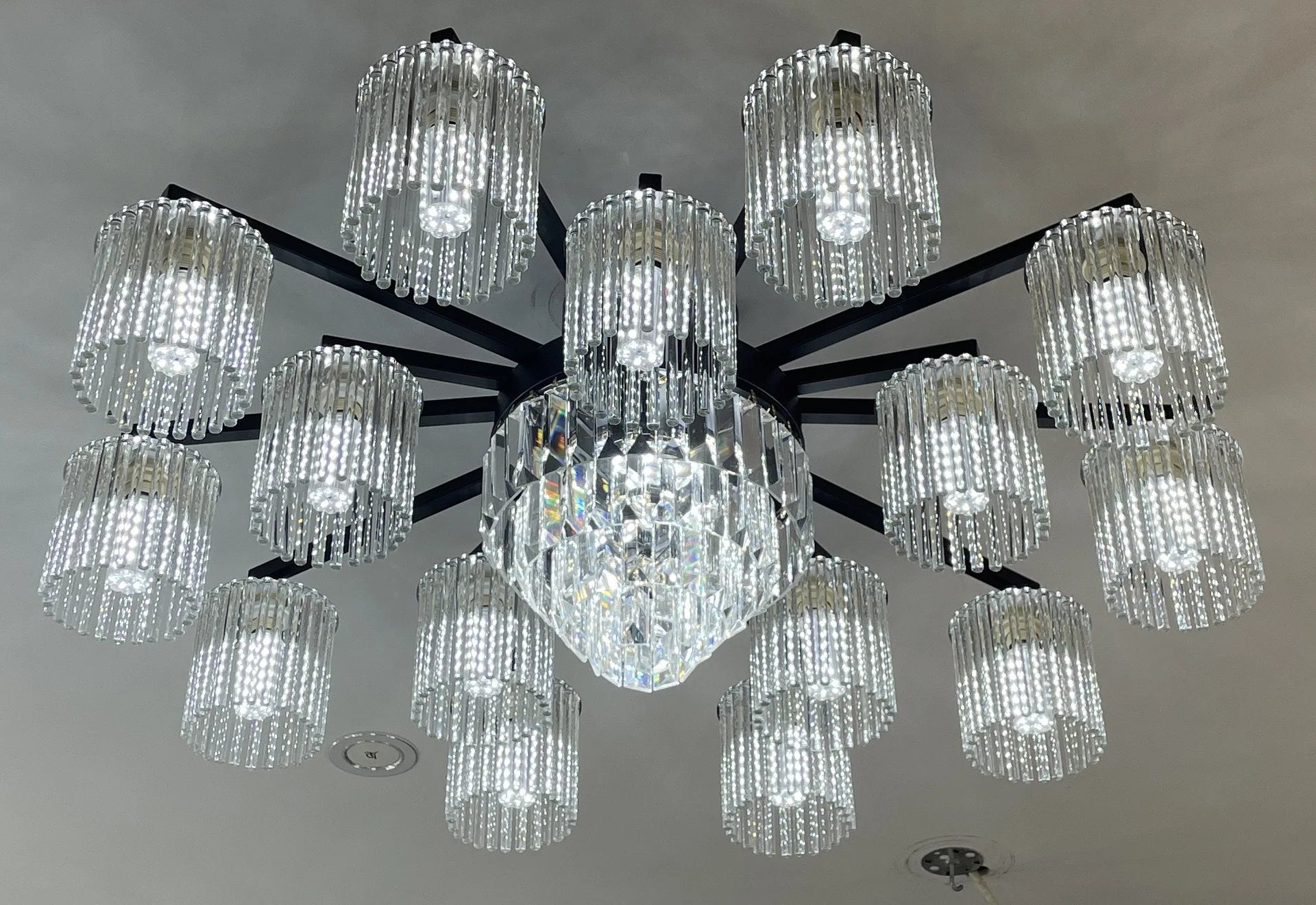 Afralia™ Modern Crystal Ceiling Lamp with Gold and Black Shade