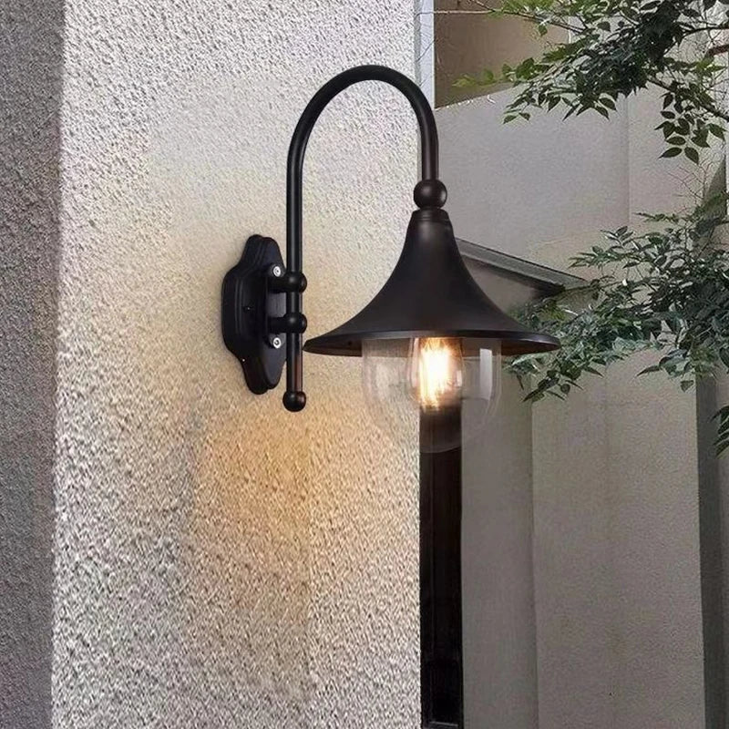 Afralia™ Black Outdoor Wall Lamp for Country Garden Villa Aisle Balcony Lighting