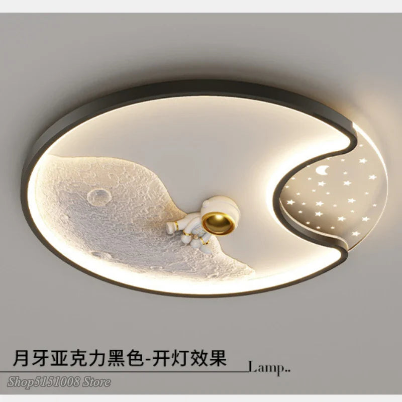 Afralia™ Astronaut Moon Acrylic Ceiling Lamp: Modern Lighting for Home, Office, and Cafe