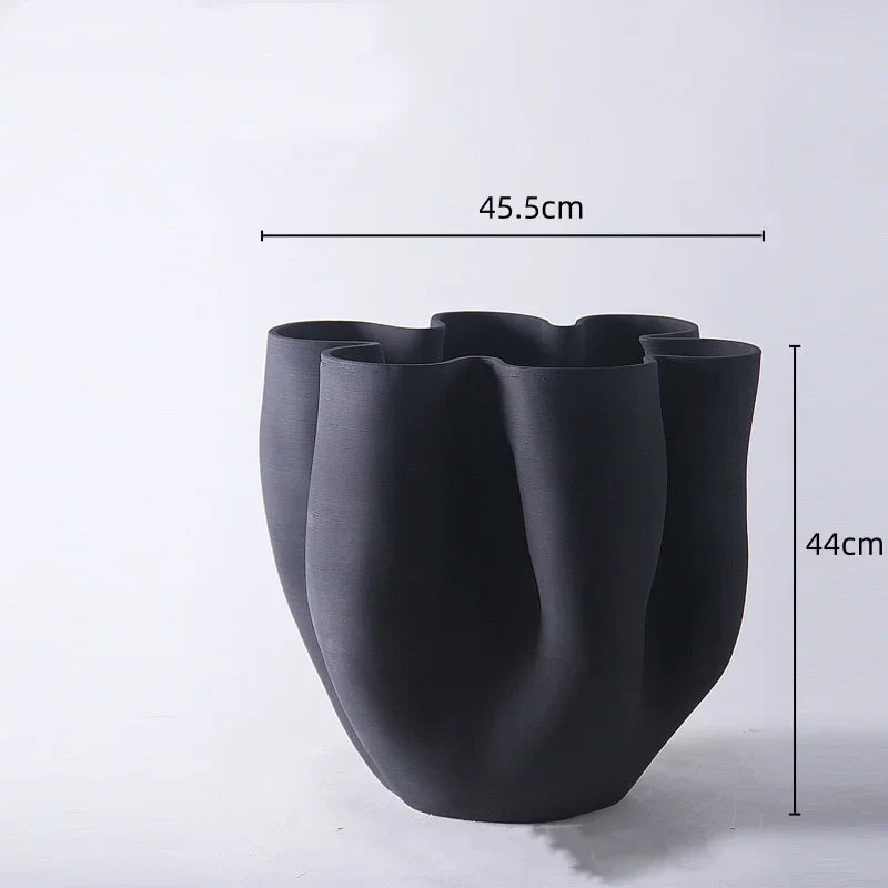 Afralia™ Ceramic Open Fold Edge Flower Pot Vase Home Decoration
