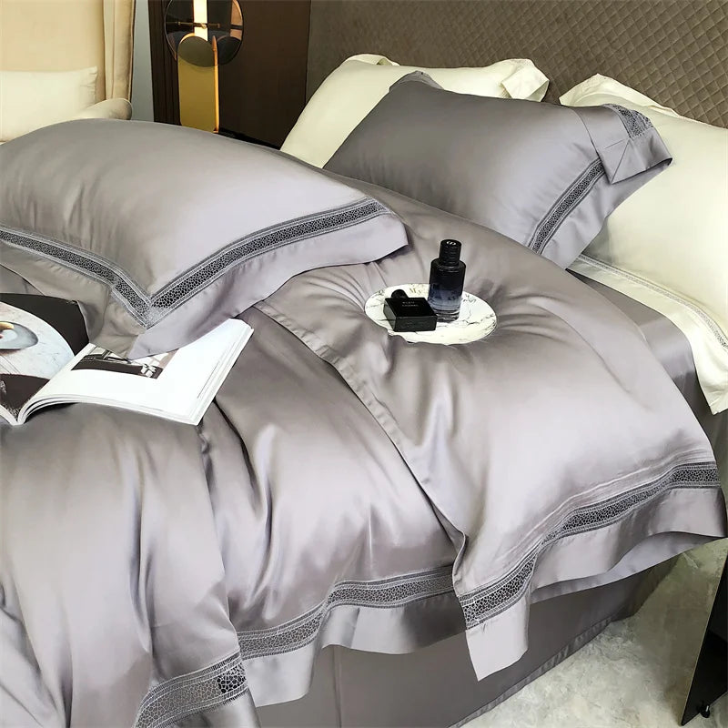 Afralia™ Luxury 1000TC Egyptian Cotton Bedding Set with Hollow Lace and Broad Side