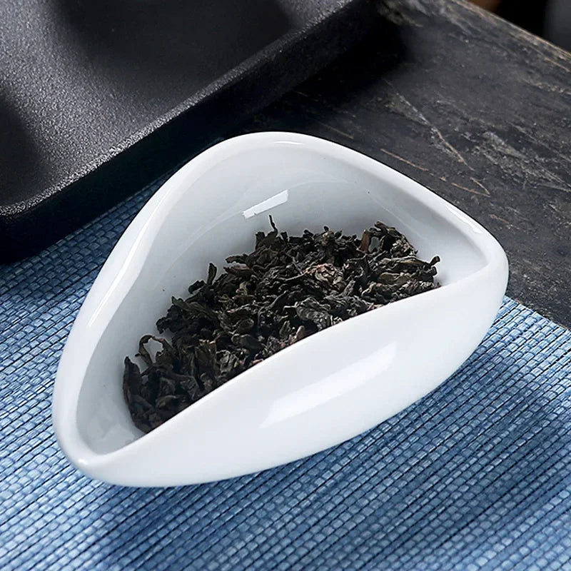 Afralia™ Ceramic White Dose Trays & Tea Spoon Set