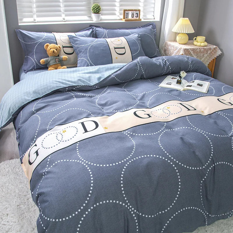 Afralia™ Geometric Floral Bedding Set with Quilt Cover, Duvet Cover, Sheet, and Pillows