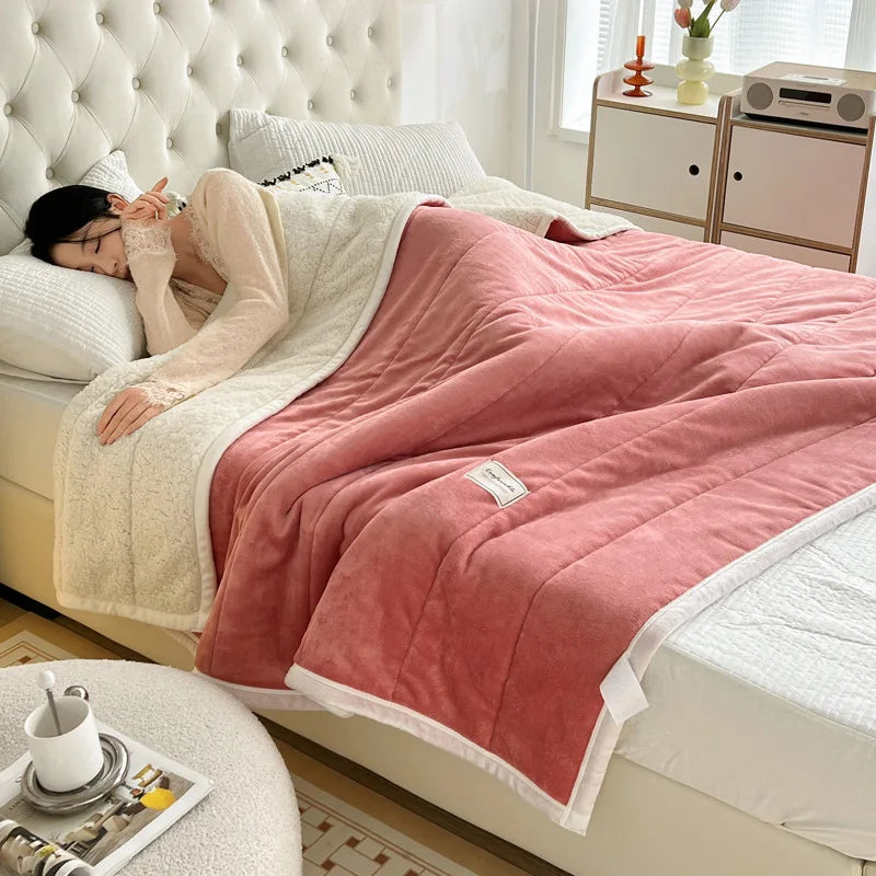 Afralia™ Cozy Imitation Lamb's Wool Blanket - Warmth for Beds, Adults & Kids