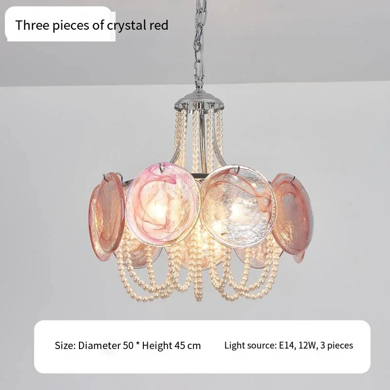 Afralia™ Pink Glass Pearl Chandelier: Modern Pendant Light for Living Room & Bedroom