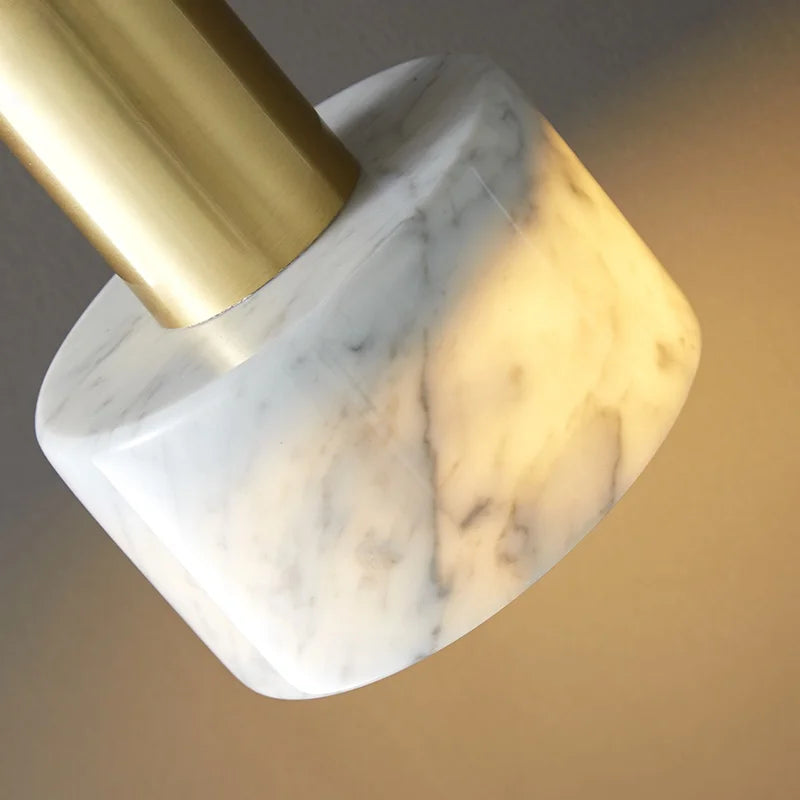 Afralia™ Copper Marble LED Pendant Light for Kitchen Living Room Bedroom Decor