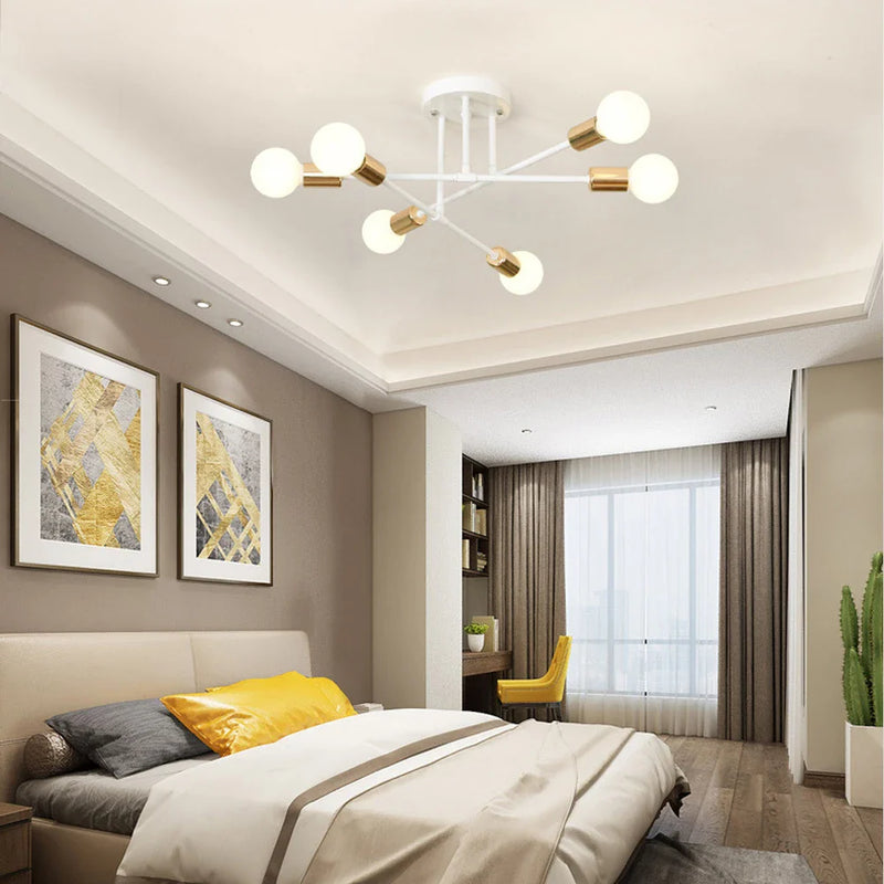 Afralia™ Vintage Industrial Rod Iron Ceiling Chandelier for Living Room Lighting