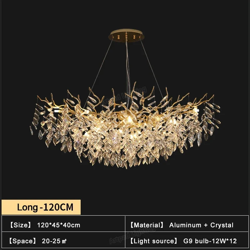 Afralia™ Luxury Gold Chandelier LED Light for Living Room & Hotel Hall