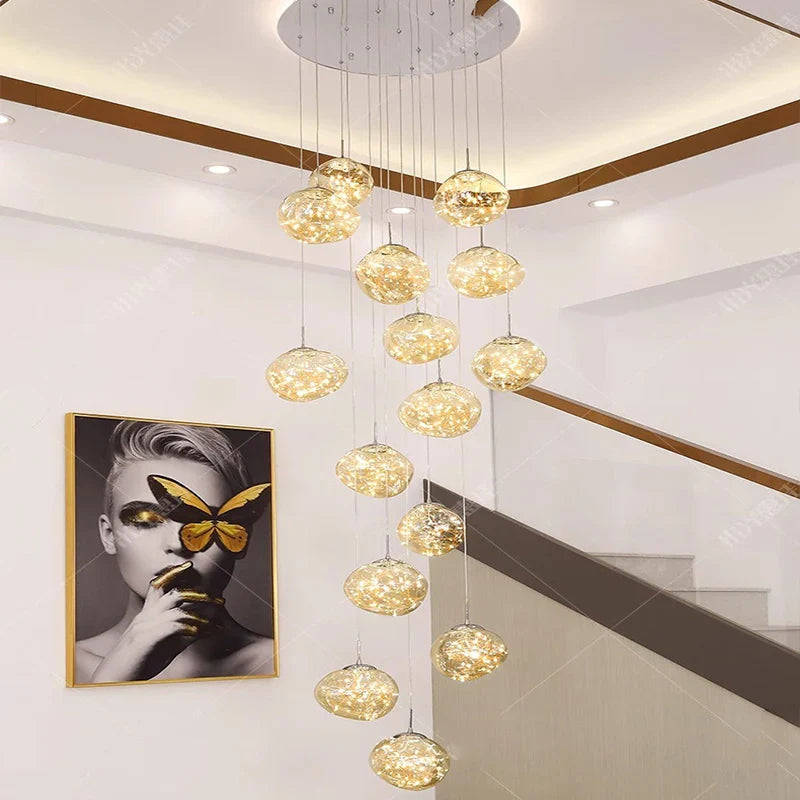 Afralia™ Modern Home Decor LED Pendant Light Chandeliers for Living Room - Indoor Staircase Hanging Lighting