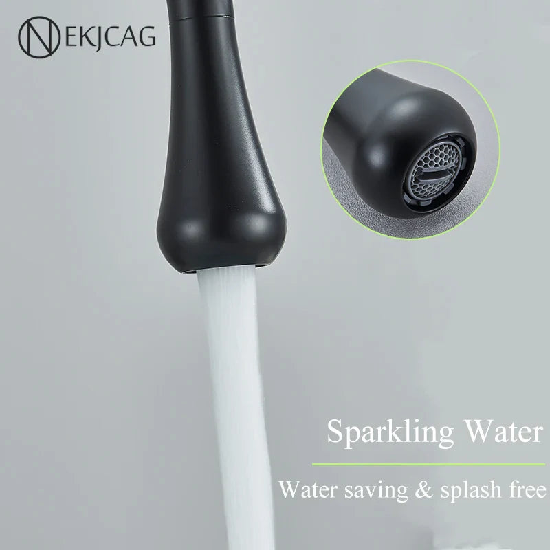 Afralia™ Matte Black Basin Faucet: High/Medium/Short Style, Hot/Cold Mixer, 360 Rotating, Deck Mounted Sink Tap