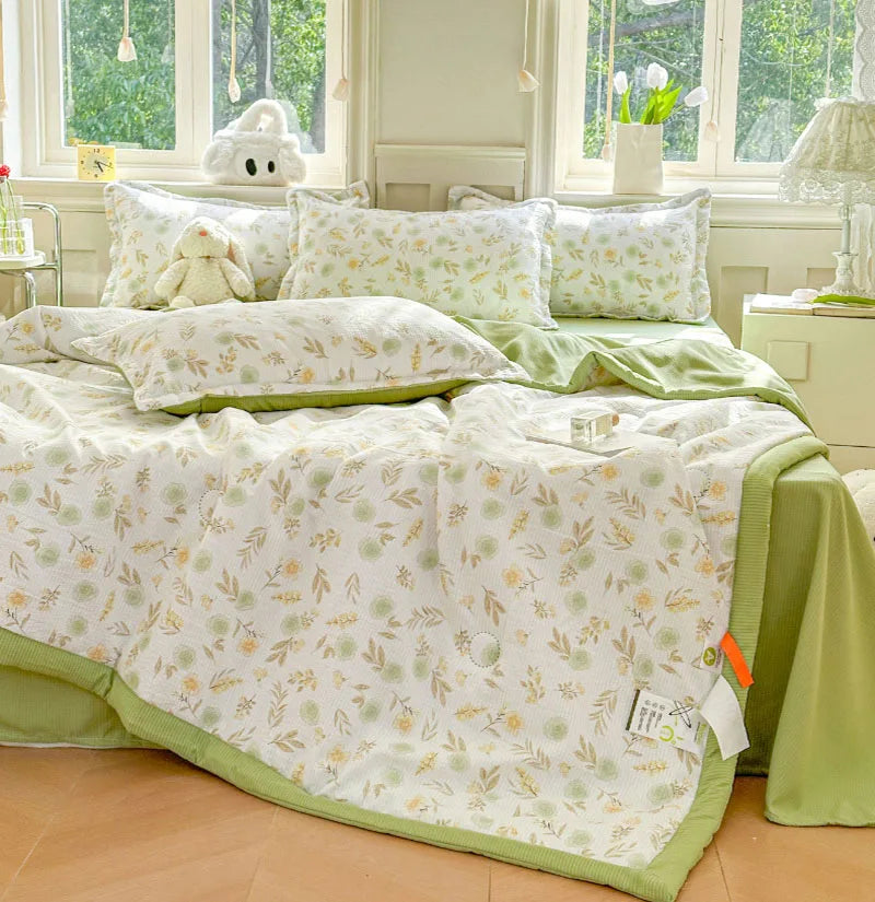 Afralia™ Floral Printed Quilted Bubble Cotton Duvet for Summer - Ultra-Soft Skin-Friendly Bedding