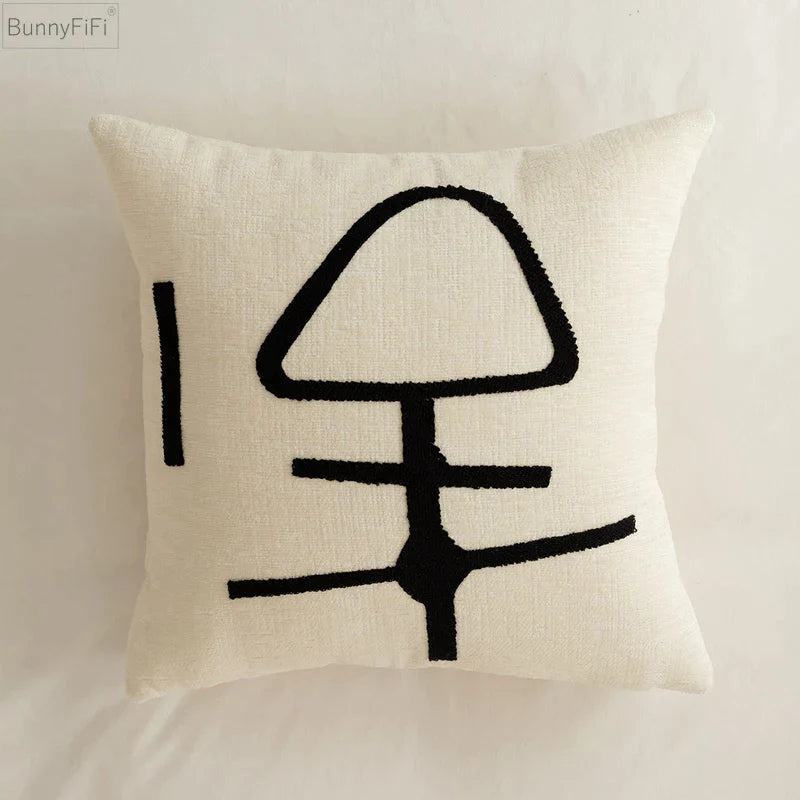 Chenille Embroidery Pillow Cover 45x45cm/30x50cm Afralia™ Cozy Abstract Pattern for Living Room