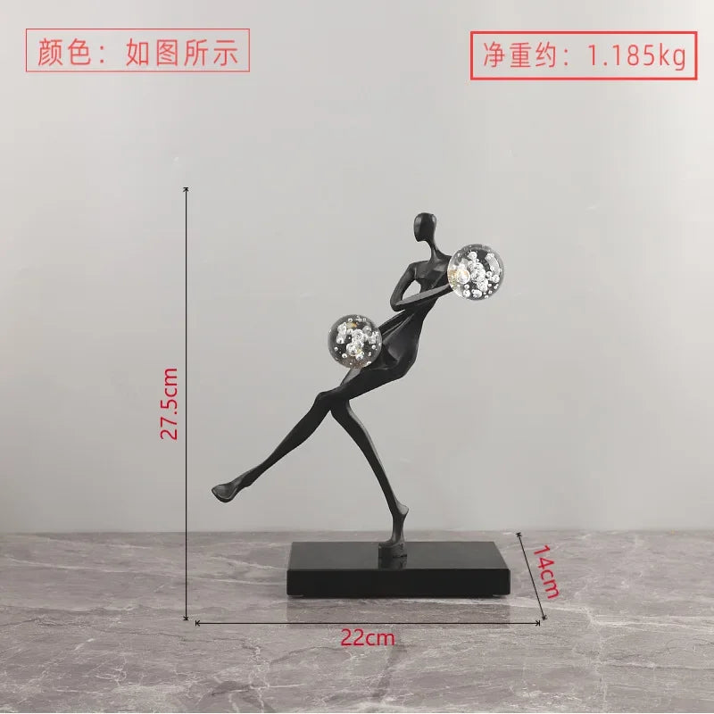 Afralia™ Golden Man Dancing Crystal Ball Acrobatic Sculpture Figure for Home Decor