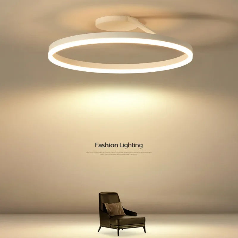 Afralia™ Minimalist Round LED Ceiling Chandelier | Aluminum Living Room Bedroom Light Fixtures