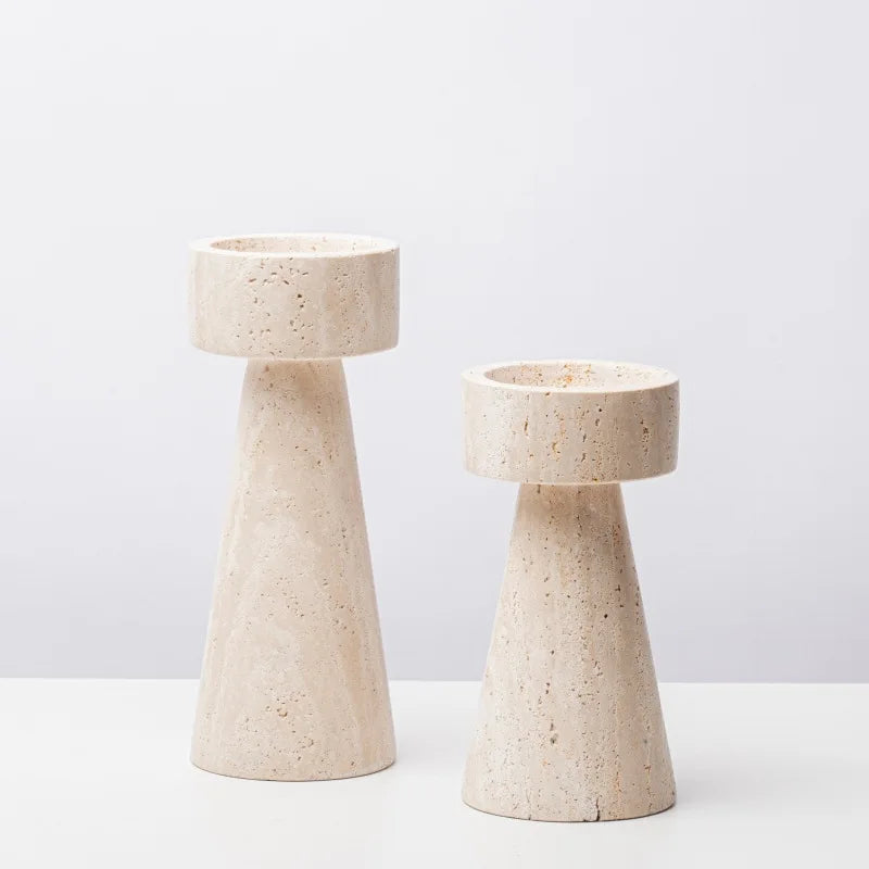 Afralia™ Natural Stone Candle Holders - Elegant Centerpiece and Candlestick Set
