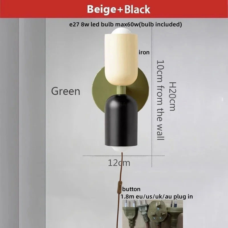 Afralia™ LED Wall Lights Colorful Iron Double Heads Modern Bedside Lamp