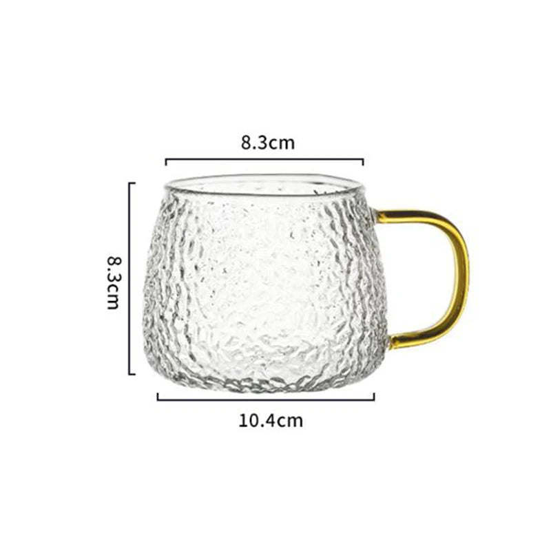 Afralia™ 400ml Hammer Pattern Glass Mug - Heat Resistant with Hand Handle