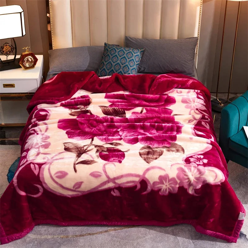 Afralia™ Winter Raschel Blanket: High-End, Warm, and Skin-Friendly for Single & Double Beds