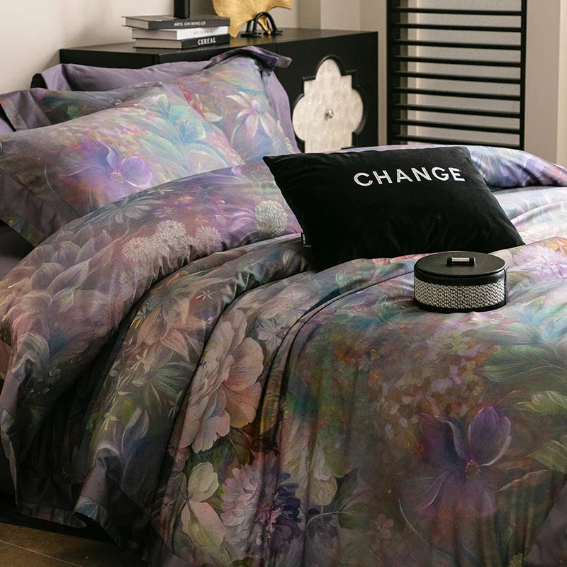 Afralia™ 1000TC Egyptian Cotton Vintage Oil Printing Bedding Set with Sheet & Pillowcase