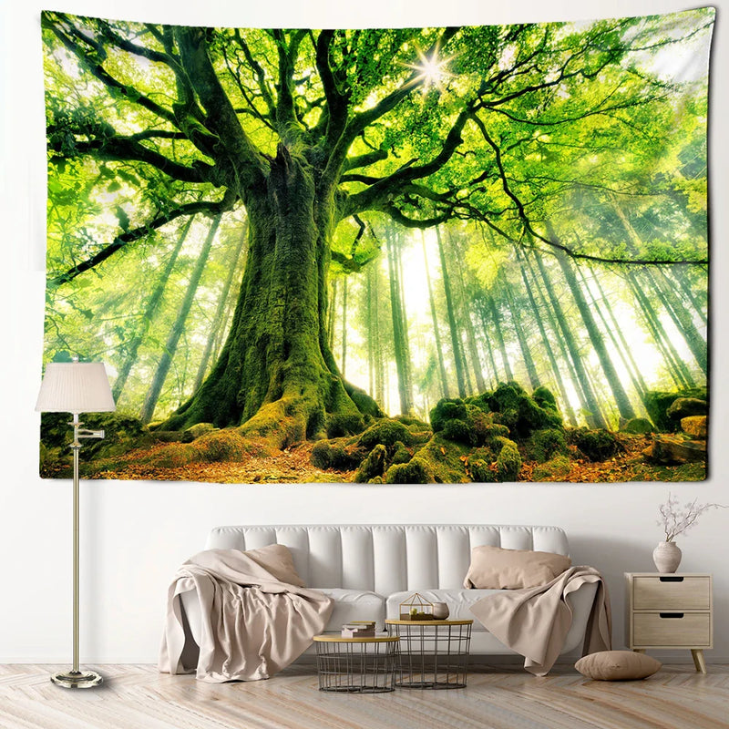 Afralia™ Forest Landscape Tapestry Wall Hanging for Boho Home Decor