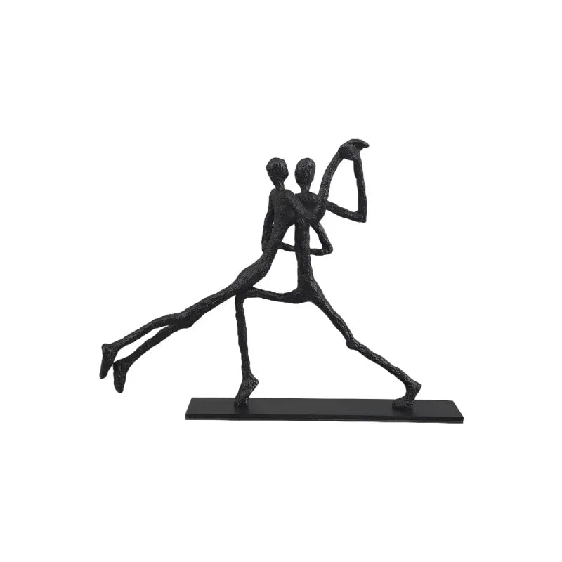 Afralia™ Geometric Couple Cast Iron Figure Sculpture for Home Decor