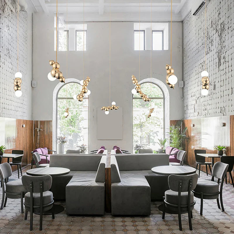 Afralia™ Modern LED Glass Globe Pendant Light, Dining Room Hanging Ceiling Fixture.