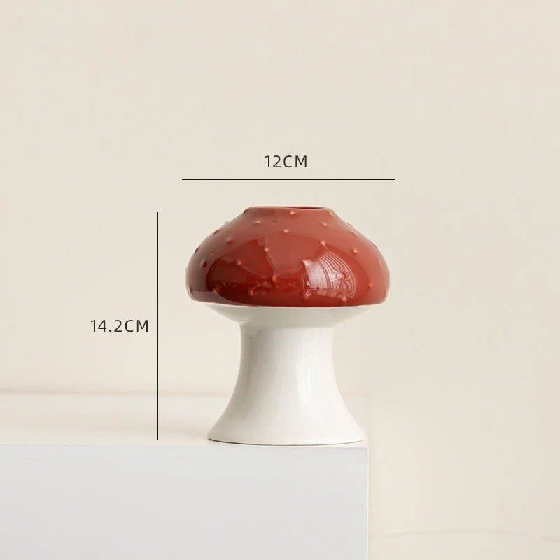 Afralia™ Mushroom Shape Ceramic Vase Handmade Flowerpot Home Decoration