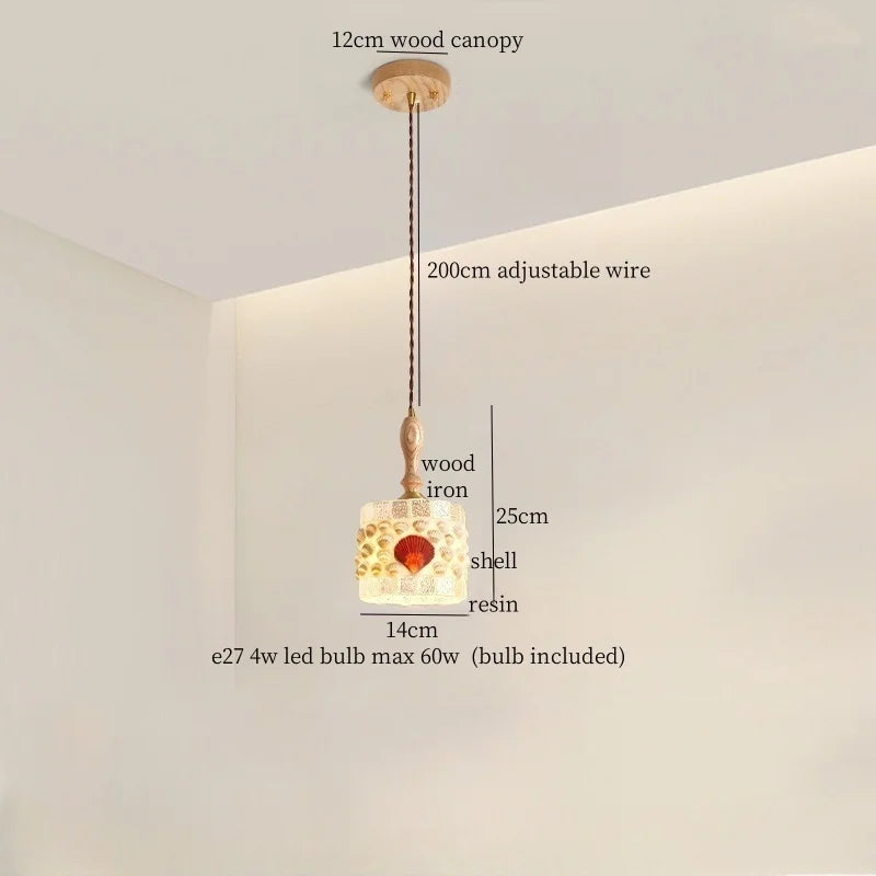 Afralia™ Vintage Resin LED Hang Lamp With Wood Handle - French Style Lighting