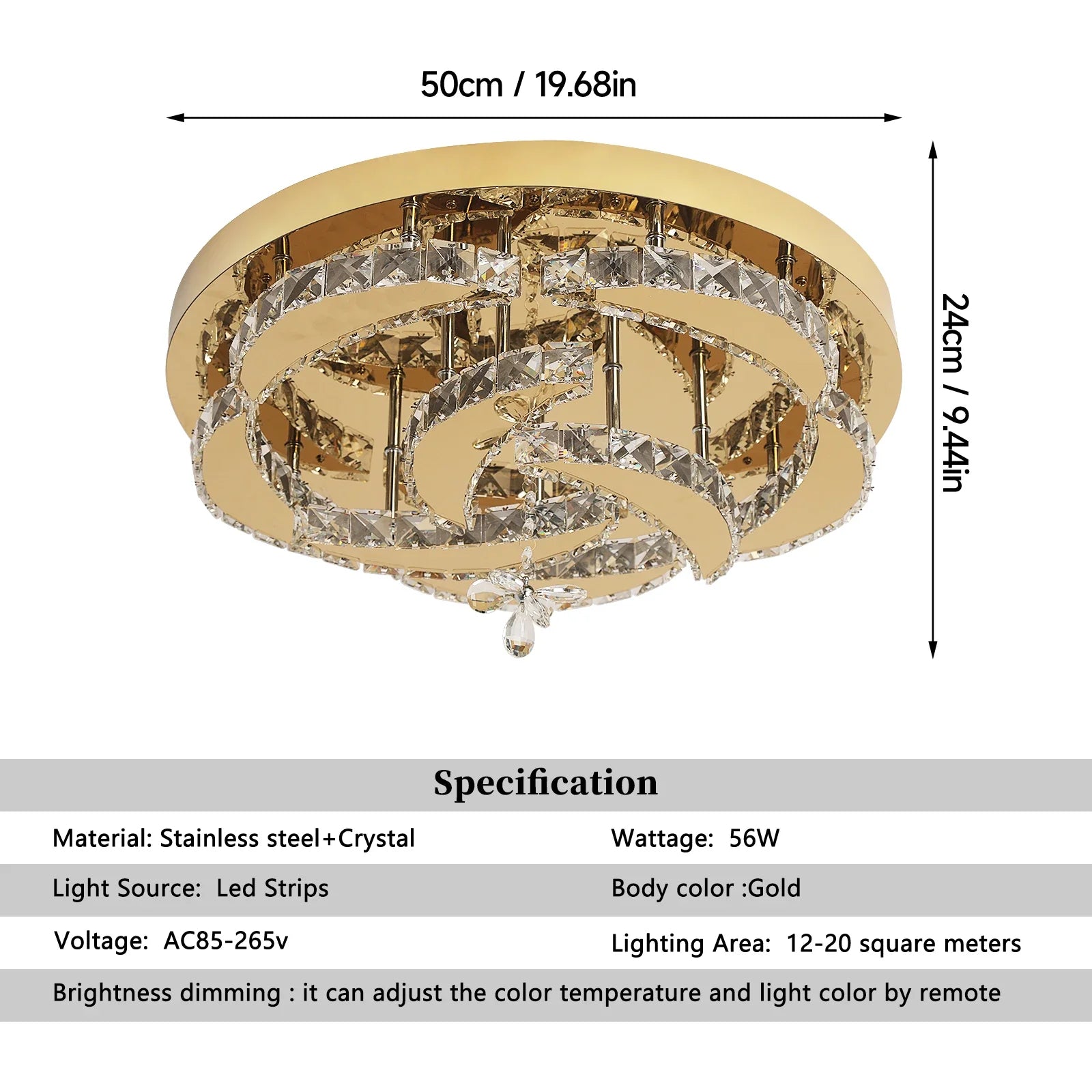 Afralia™ Crystal Drop Chandelier Ceiling Light with RC Dimming for Modern Home Decor