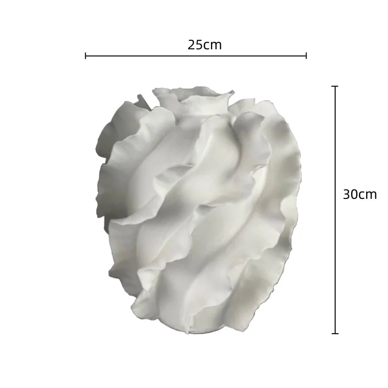 Afralia™ White Ceramic Wavy Vase: Handcrafted Home Decor Floral Arrangement Accents