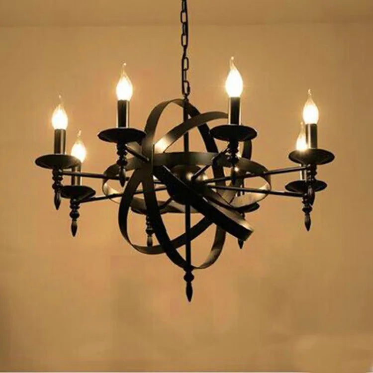 Afralia™ Industrial Iron Chandelier | Retro Globe Pendant Lighting for Living Room & Kitchen