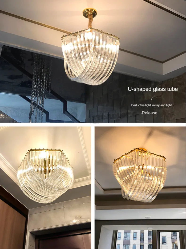 Afralia™ Modern Nordic Glass Tube Chandelier for Living Room Restaurant Bedroom Lighting