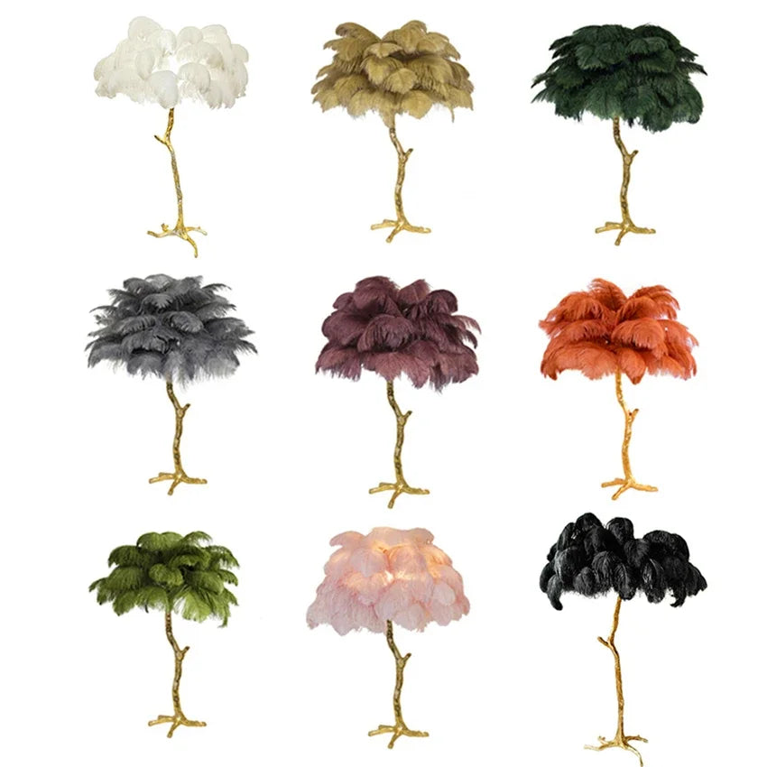 Afralia™ Modern LED Ostrich Hair Floor Lamp for Hotel Living Room Lighting