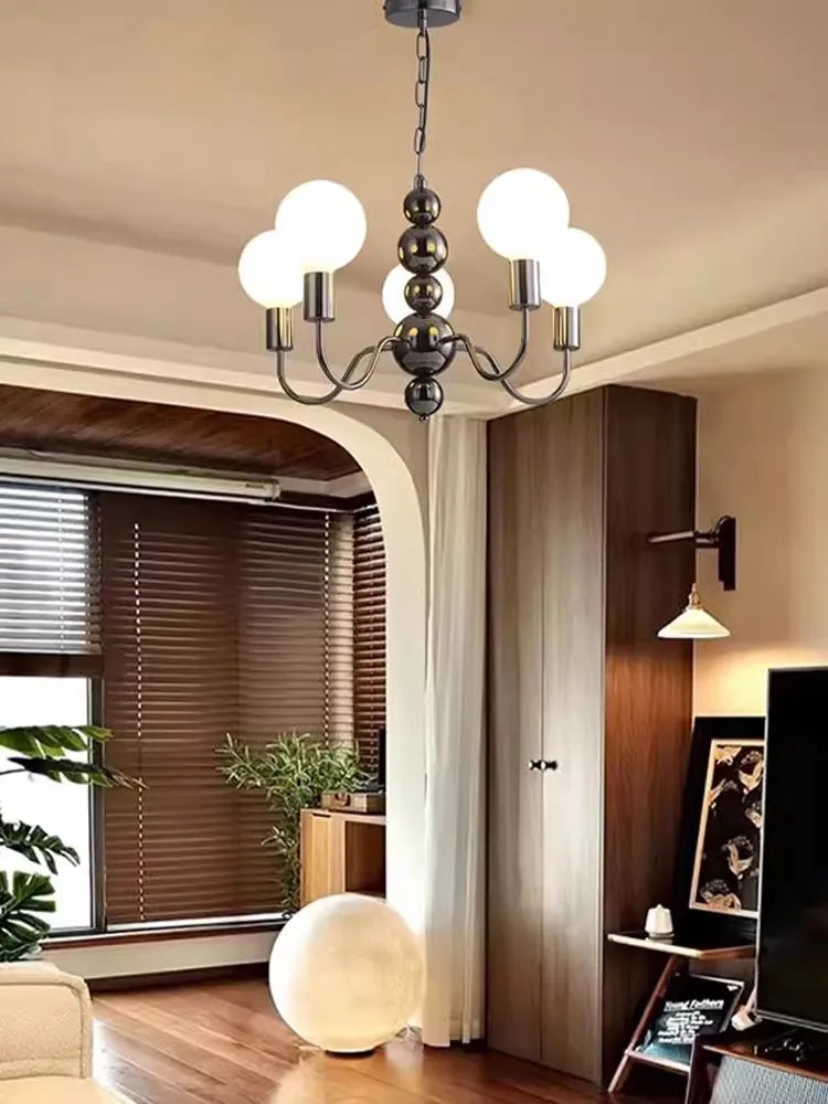 Afralia™ Pearl Black Chandelier: Minimalist High-End Bauhaus Design for Living Room Bedroom Study