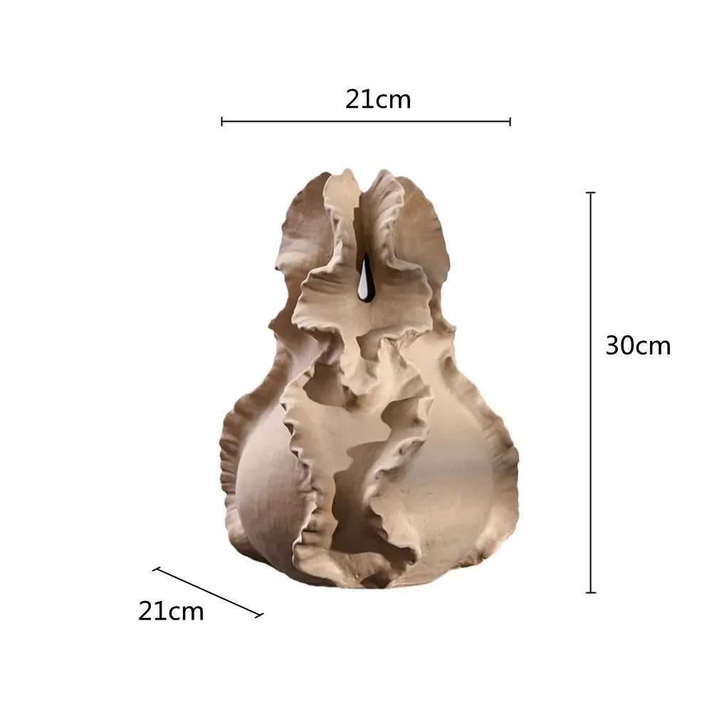 Afralia™ Ceramic Wavy Flower Vase - Home Decoration and Storage Organization