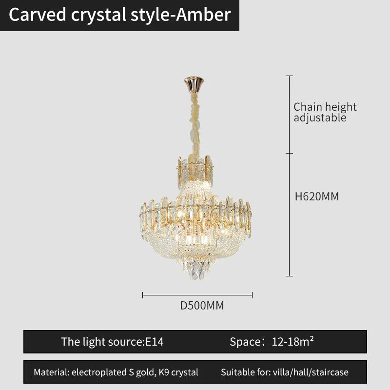 Afralia™ French Bead Chain Crystal Chandelier for Luxury Spaces